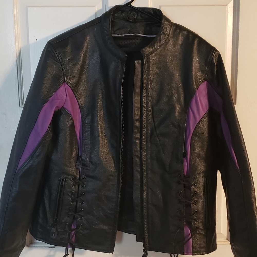 Womens leather motorcycle jacket